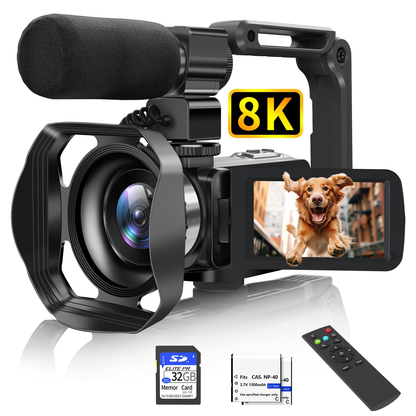 Video Camera, 8K 48Mp Camcorder With Ir Night Vision, Wifi Vlogging Camera Recorder For Youtube 3'' Touch Screen, 18X Digital Zo